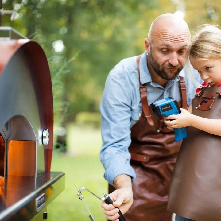 Fontana Forni FTMAR-S Margherita Wood-Fired - Stainless - Checking Temperature - Lifestyle thumbnail