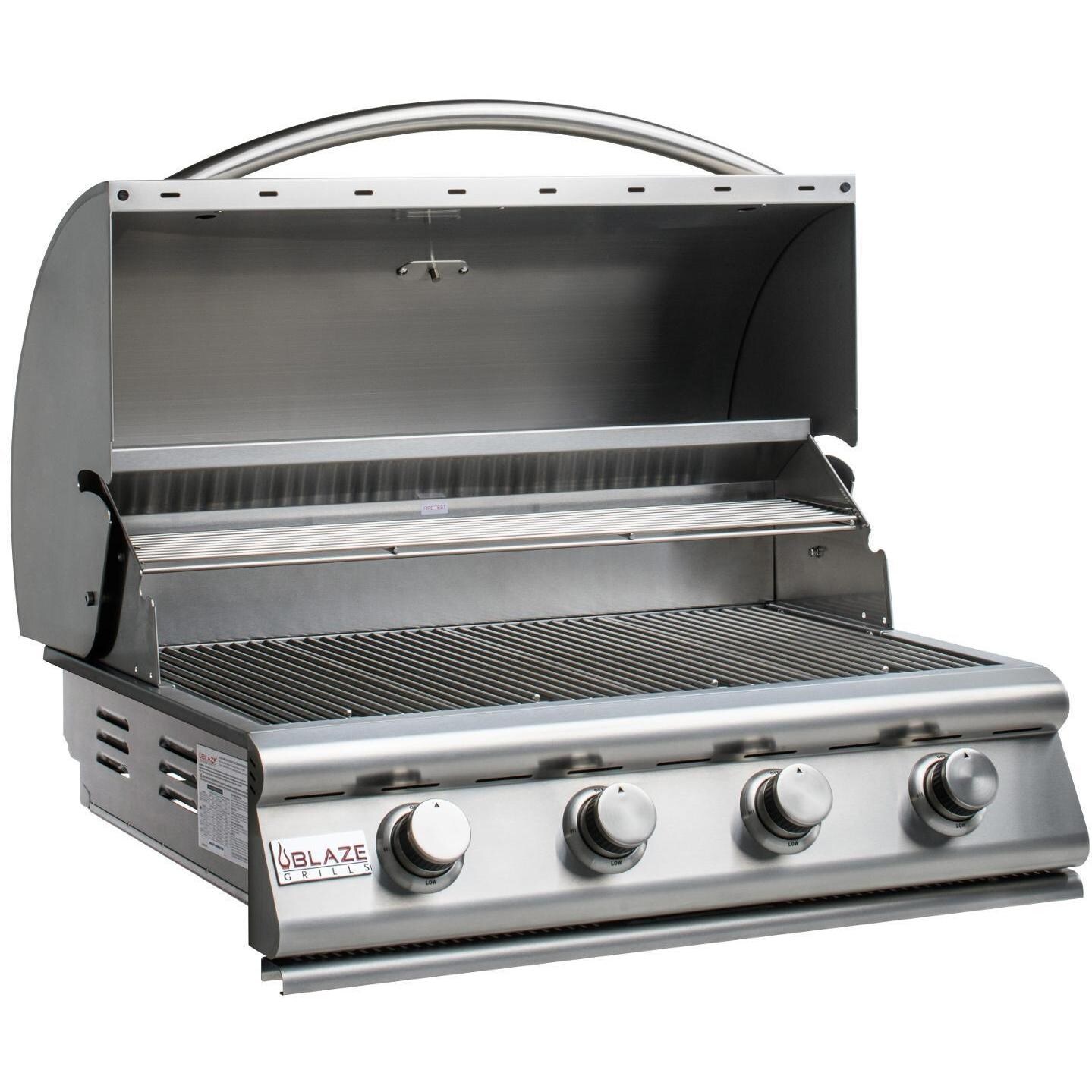 Blaze - BLZ-4LBM-NG - Prelude LBM 32-Inch 4-Burner Built-In Natural Gas Grill - Hood Open thumbnail