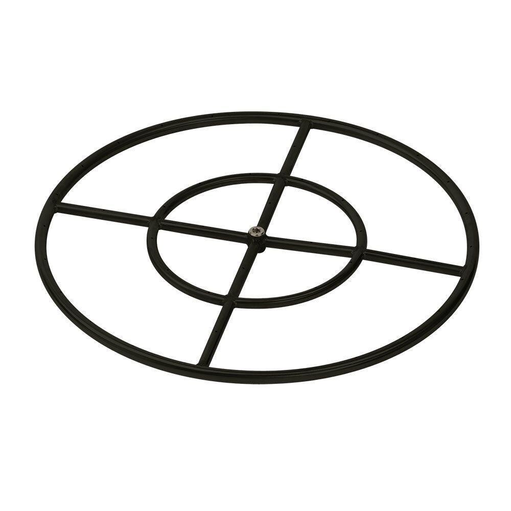 BBQGuys Signature 24-Inch Double-Ring Black Steel Propane Gas Burner W/ 1/2-Inch Inlet - BK-FR-24-LP