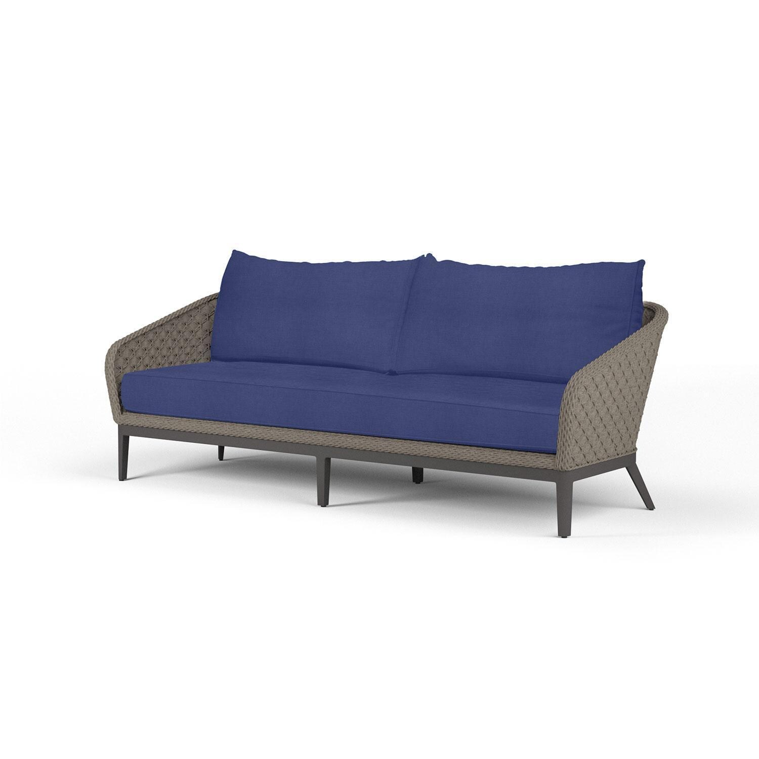 Marbella Marbella Rope & Aluminum Patio Sofa in Echo Midnight w/ No Welt By Sunset West