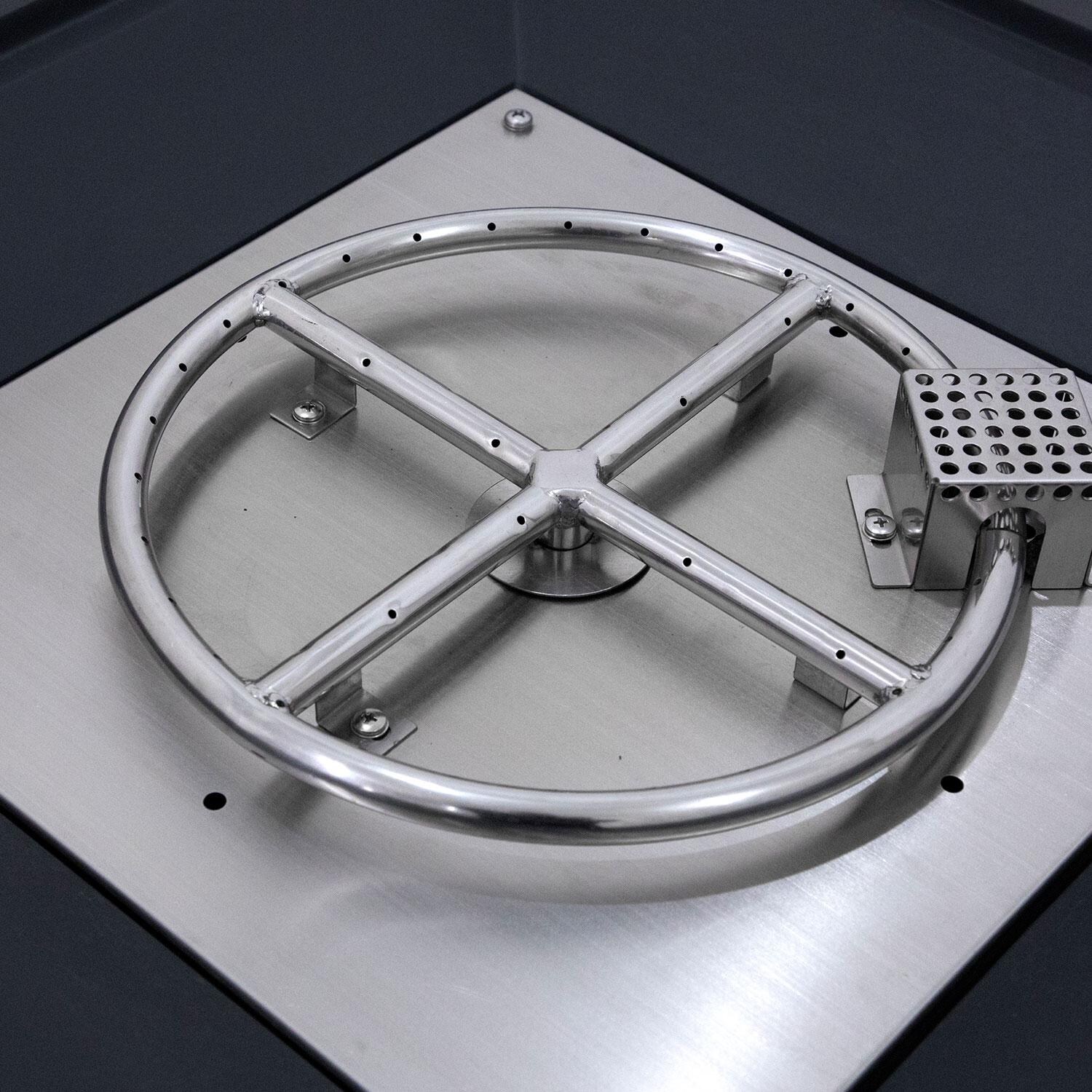 Elementi OFG310DG-LP Rocky 43-in Liquid Propane Concrete Fire Table w/ Hidden Tank in Dark Grey - Burner Ring - Detail thumbnail