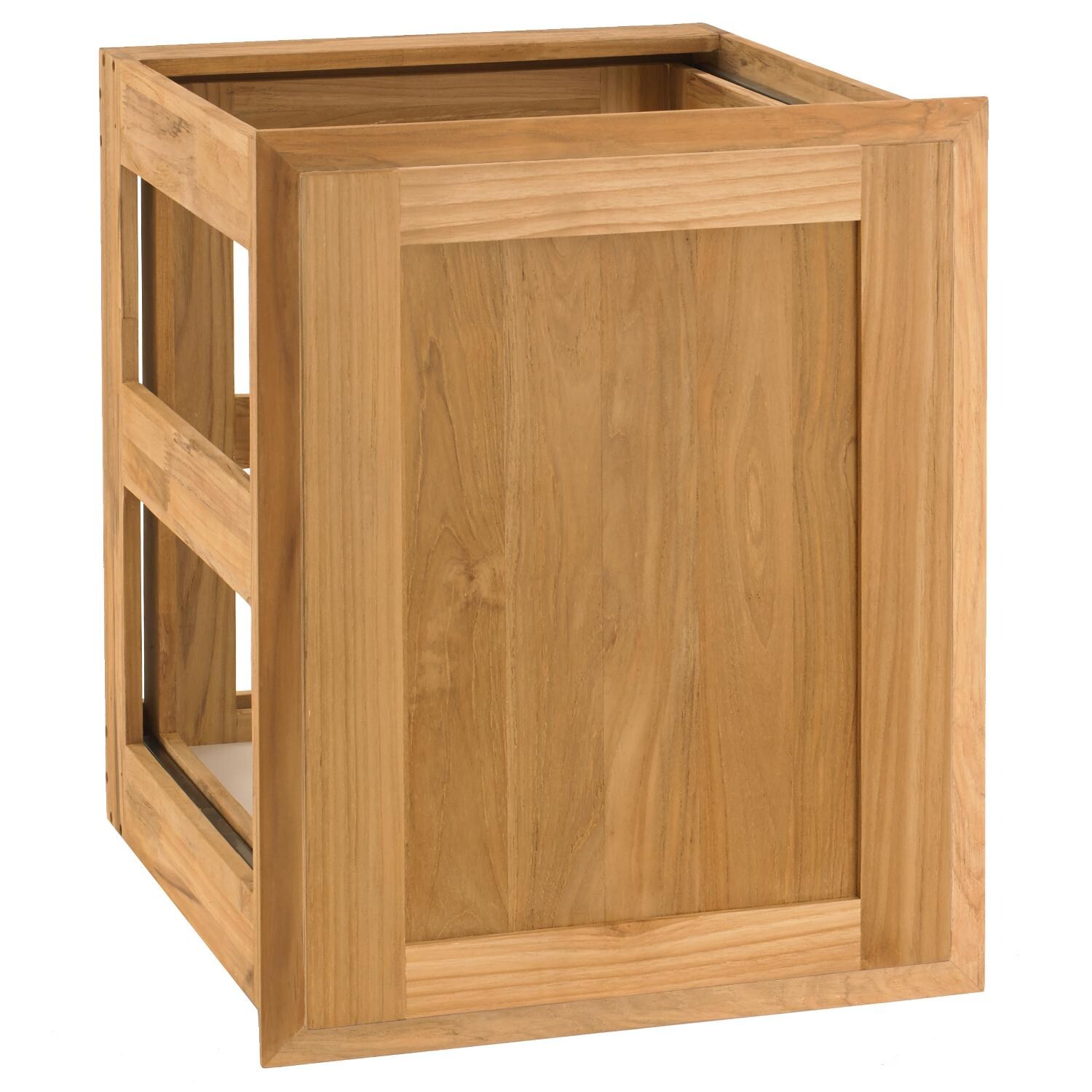 Pacific Teak POHDL-18S | Shaker 18-inch Teak Wood Roll-Out Double Trash / Recycling Bin Drawer thumbnail