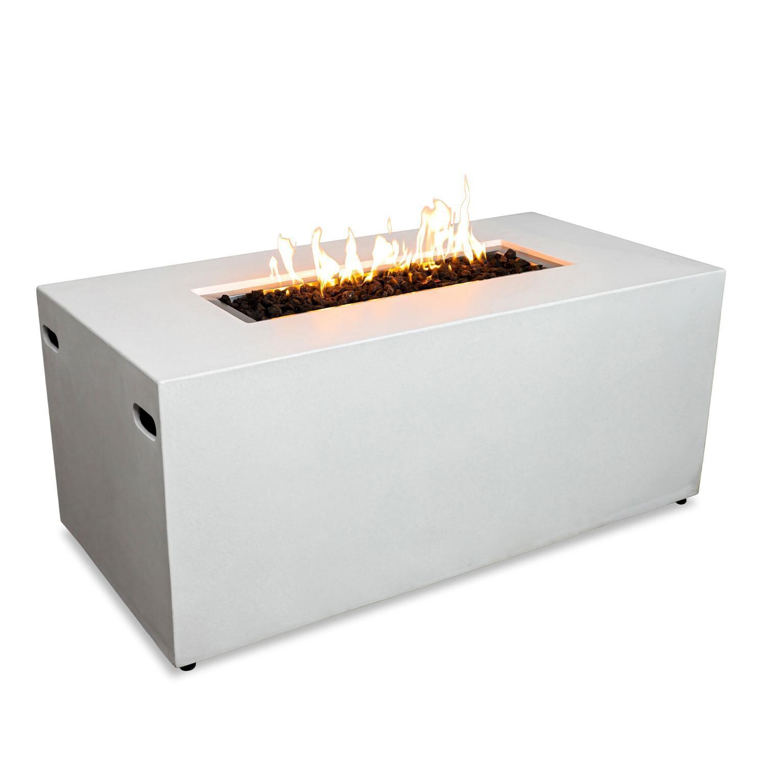 Glenwood 55-in Rectangular Concrete Propane Fire Pit in White by Lakeview Outdoor Designs - Side View - White Background thumbnail