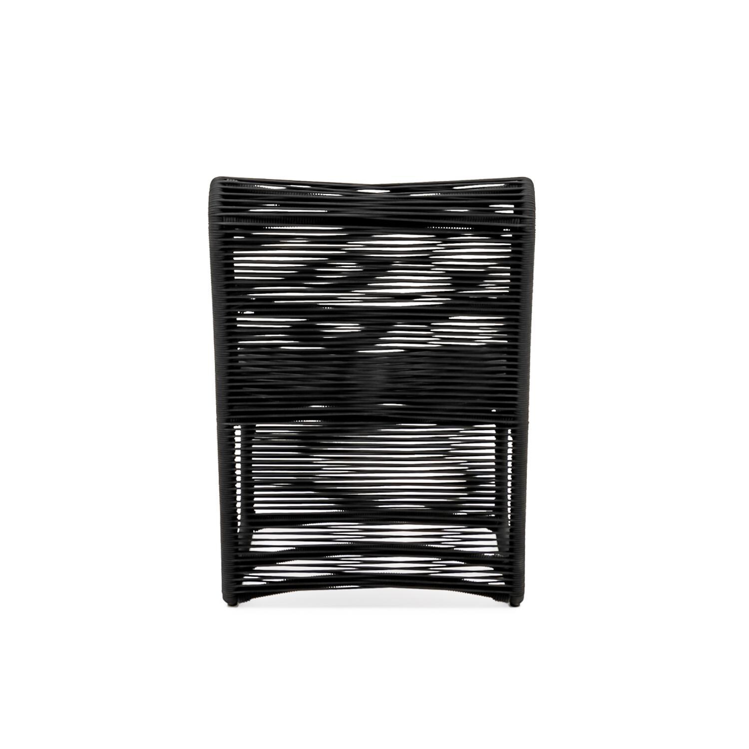 Teak + Table Breeze Olefin Rope Patio Armless Club Chair in Charcoal - Back - White Background thumbnail