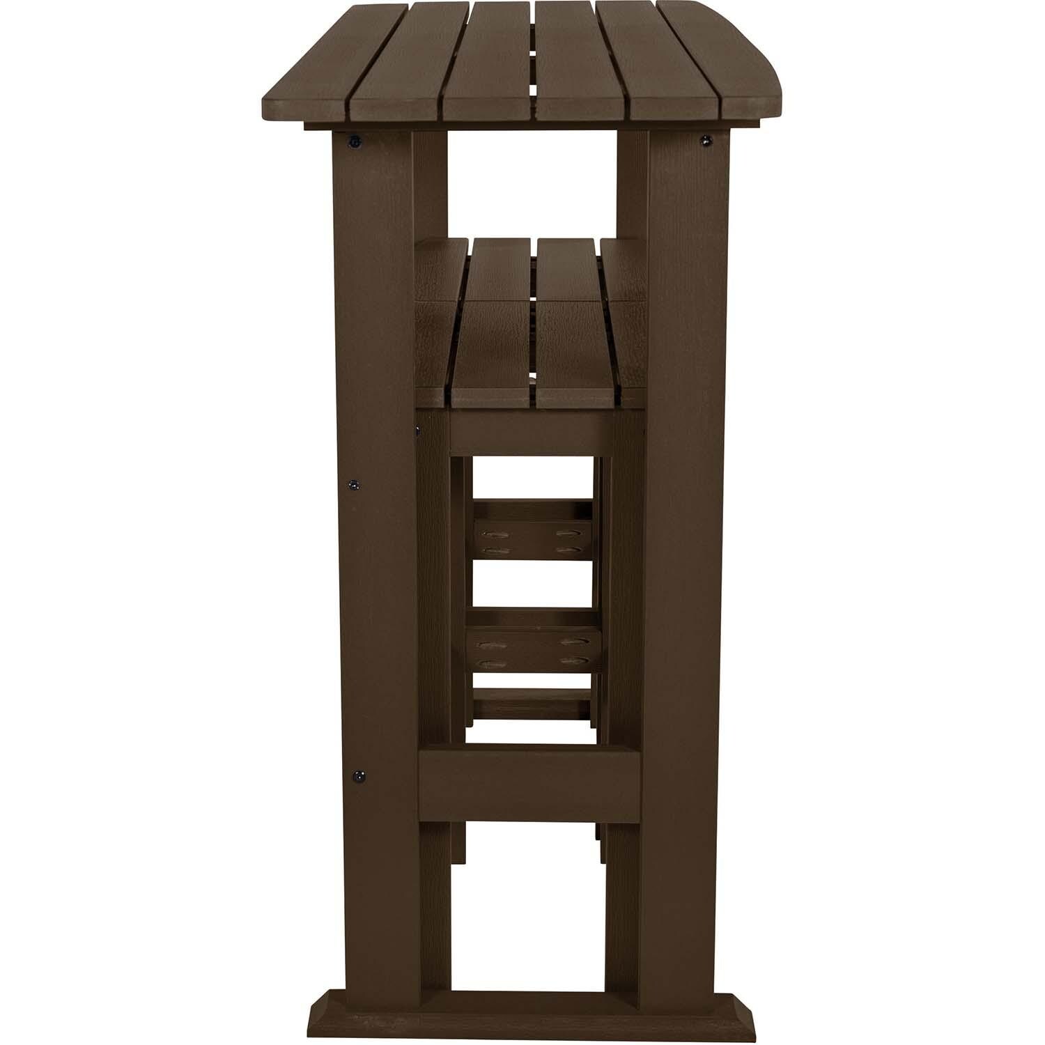 Hart Lane 3 Pc Recycled Plastic Bar Height Dining Set in Weathered Acorn By Lakeview Outdoor Designs - Stools Stored - White Background thumbnail