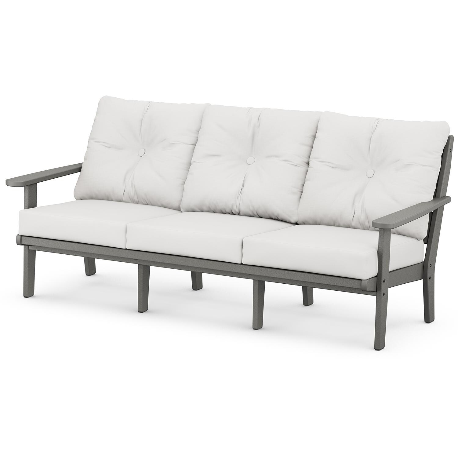 Lakeside Recycled Plastic Sofa in Slate Gray/Natural Linen by POLYWOOD