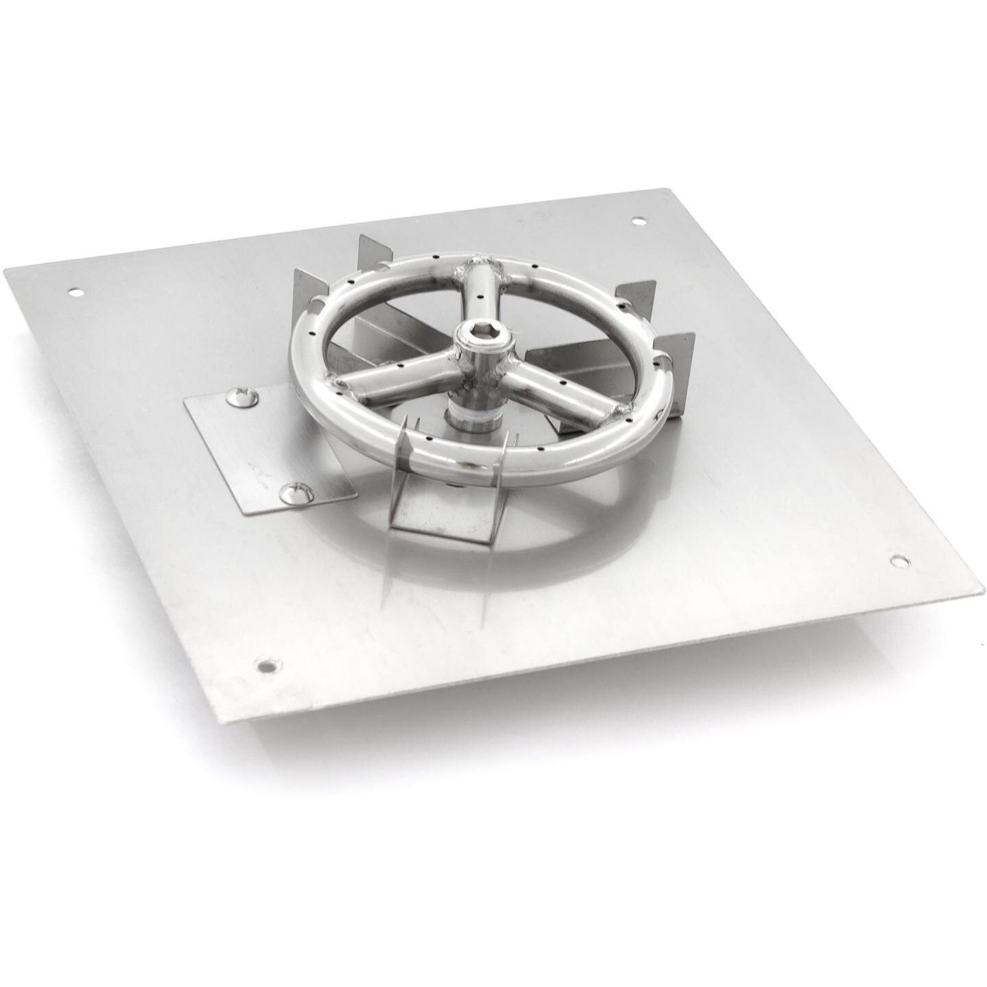 BBQGuys Signature 12-Inch Square Flat Pan With 6-Inch Natural Gas Ring Burner