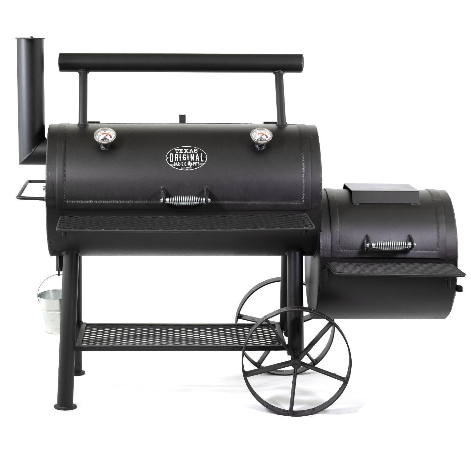 Texas Original Pits GFB-204222-XSL 20x42x22 Luling Single Lid Offset Smoker W/ Counter Weight - Front thumbnail