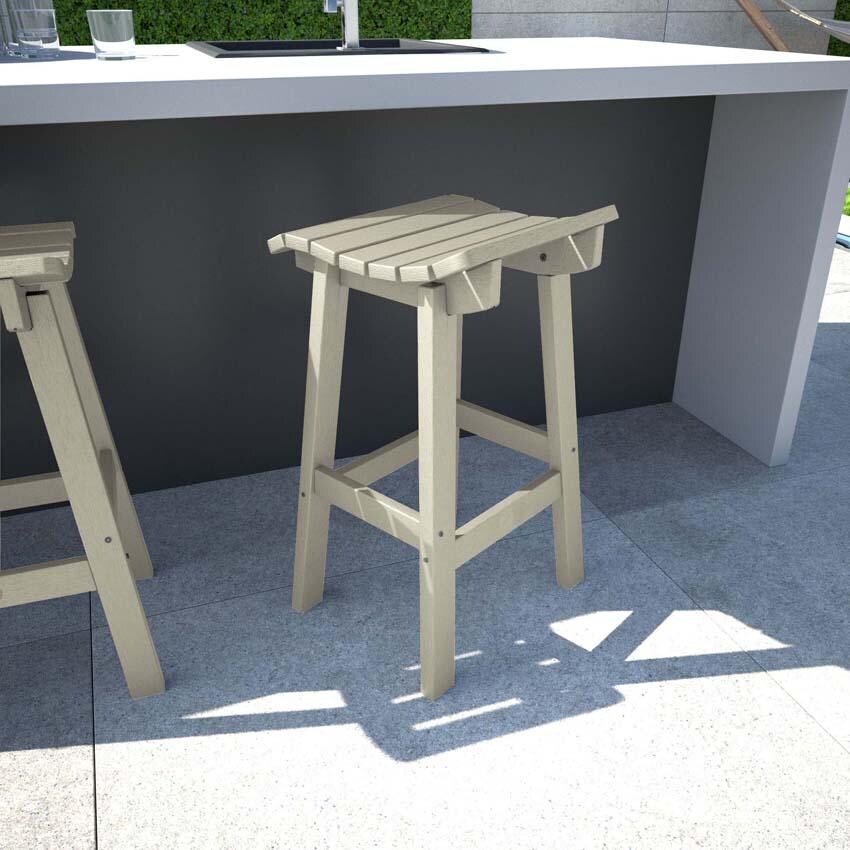 Costa Brook Recycled Plastic Bar Stool in Whitewash by Lakeview Outdoor Designs