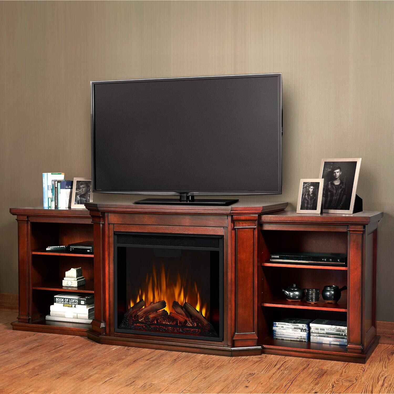Real Flame 7930E-DM Valmont 75-Inch Electric Fireplace Entertainment Center - Dark Mahogany