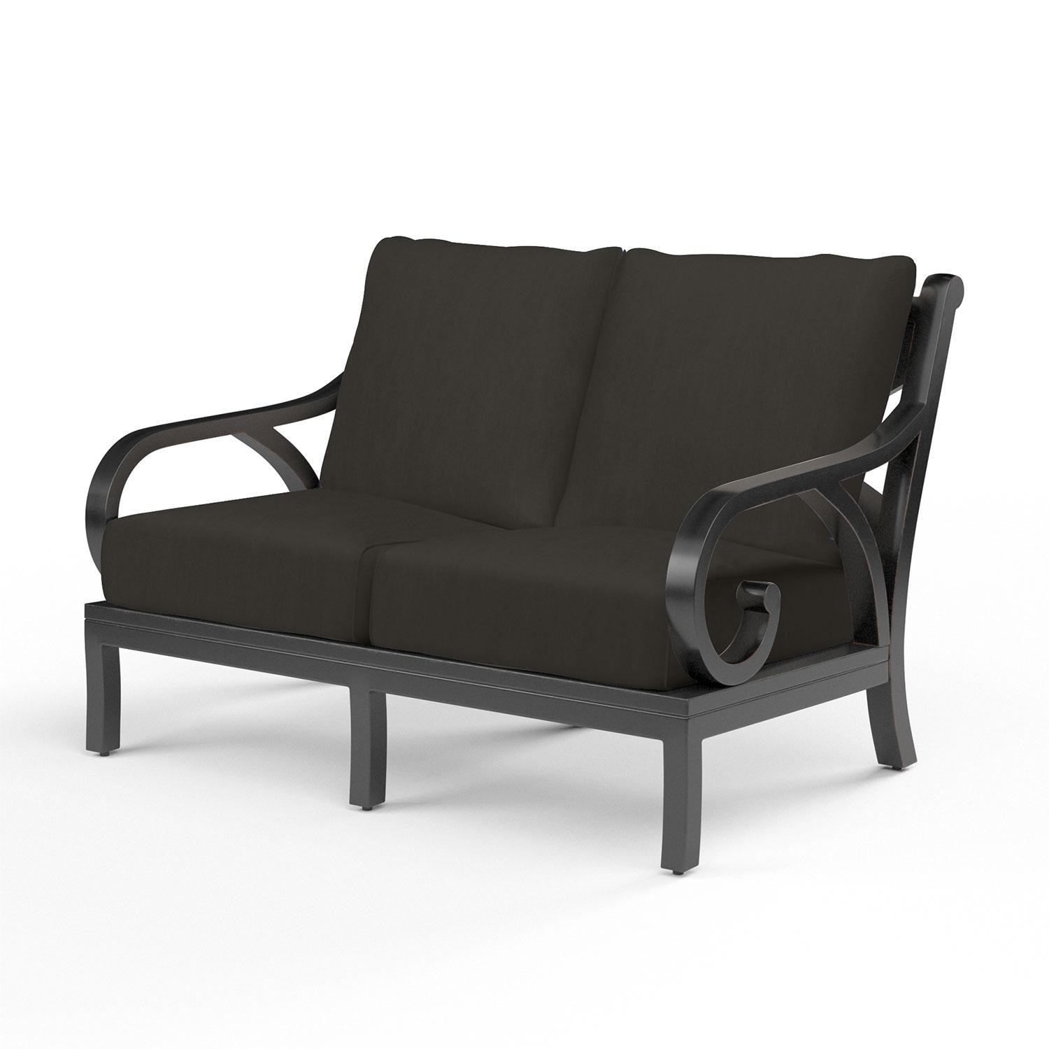 Monterey Aluminum Patio Loveseat in Spectrum Carbon w/ Self Welt By Sunset West - Display - White Background thumbnail