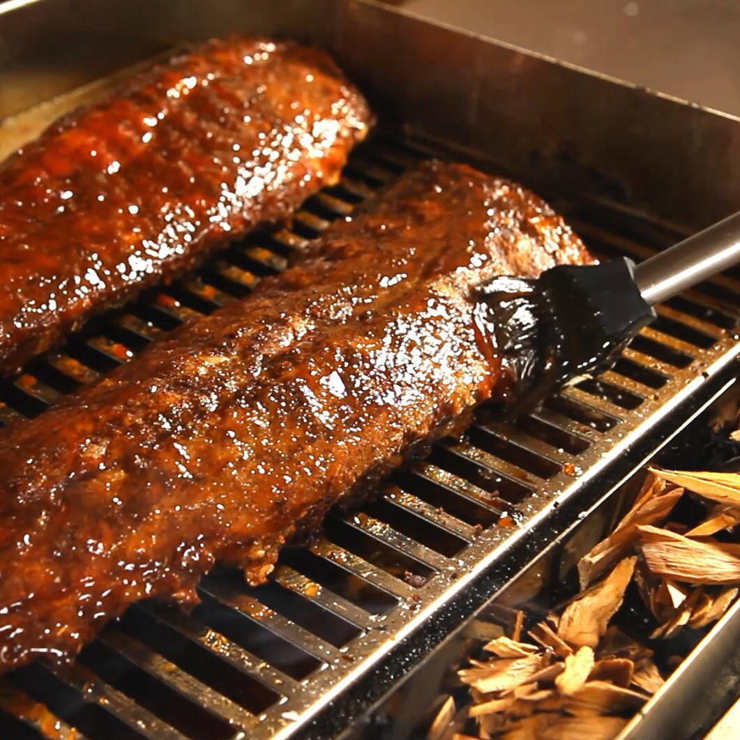 TEC Patio FR 26-Inch Infrared Grill - Smoking Ribs (Shown With Optional Smoker/Roaster Rack) thumbnail