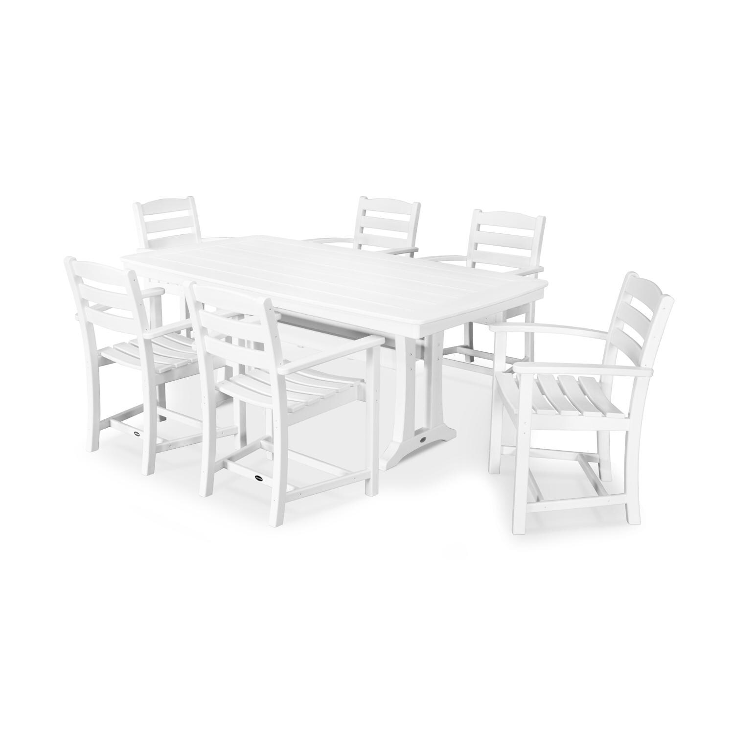 POLYWOOD La Casa Cafe White 7 Piece Arm Chair Dining Set thumbnail