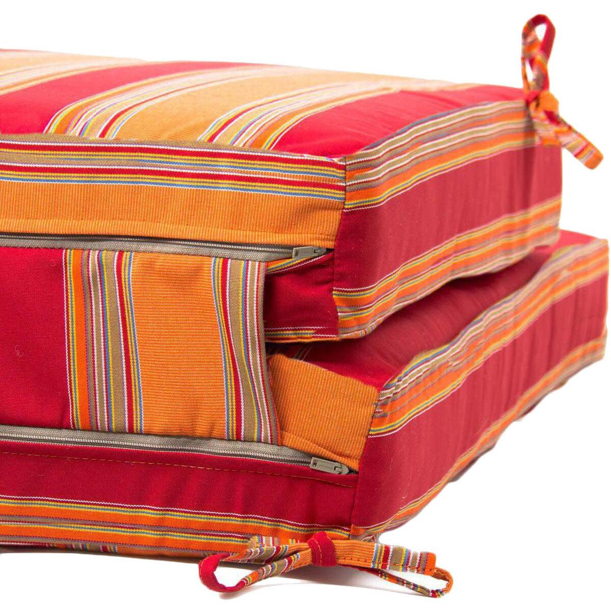 Extra Long Replacement Chaise Lounge Cushion With Knife Edge - Zipper And Tie Detail thumbnail