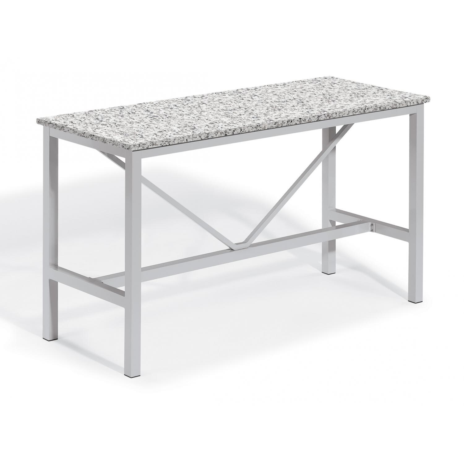 Argento Aluminum 72 X 30 Inch Rectangular Patio Bar Table W/ Lite-Core Ash Top thumbnail