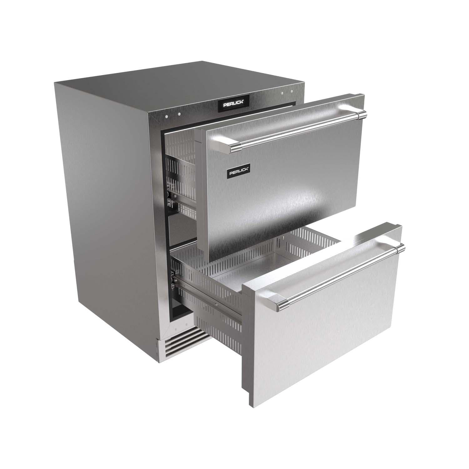 Perlick G5RD24SA G5 Core 24-in 4.5 Cu. Ft. ADA Panel Ready Refrigerator Drawers - Drawers Open - White Background thumbnail