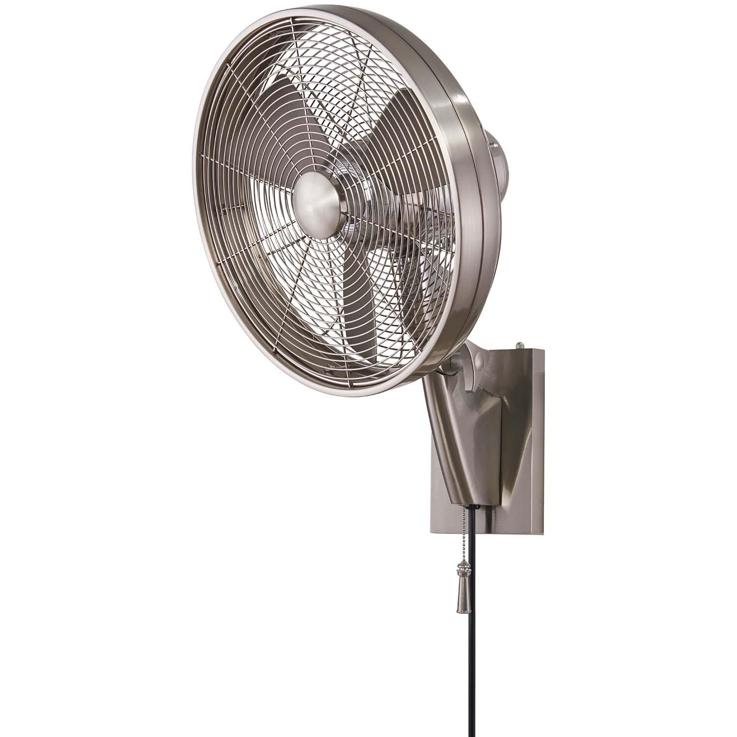 Minka-Aire F307-BN Anywhere 16-Inch 3-Blade Oscillating Fan in Brushed Nickel Finish w/ Silver Blades - Left Side thumbnail