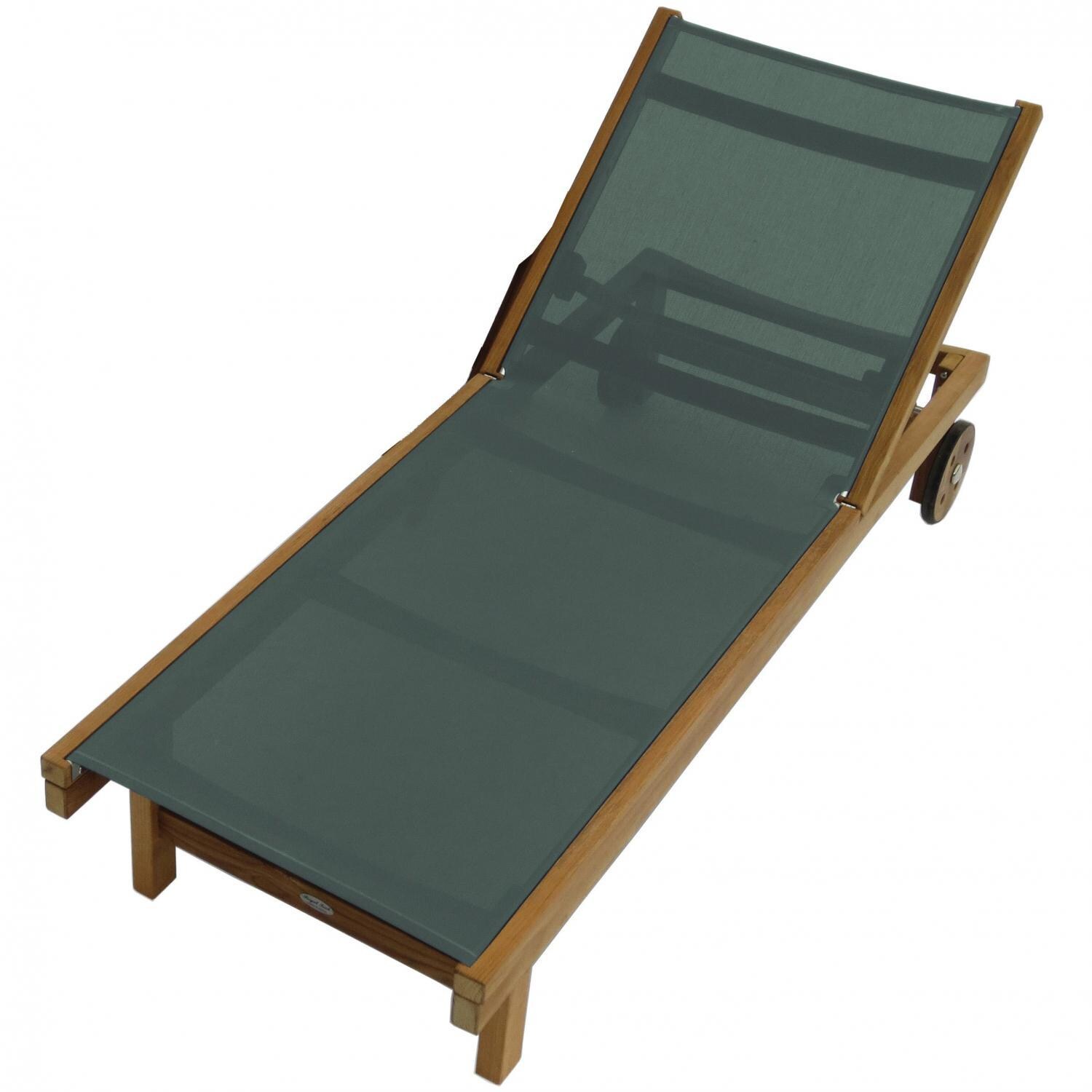 Royal Teak Collection Sundaze Teak Patio Chaise Lounge W/ Moss Sling - Top - White Background thumbnail