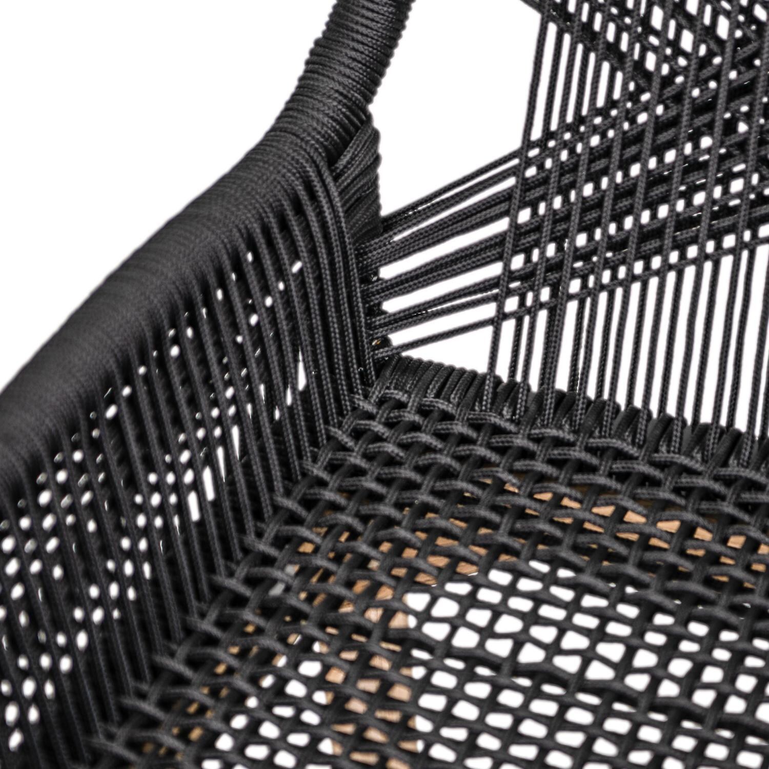 Teak + Table Breeze 7 Piece Olefin Rope & Teak Patio Dining Set W/ Extension in Charcoal - Chair - Detail thumbnail