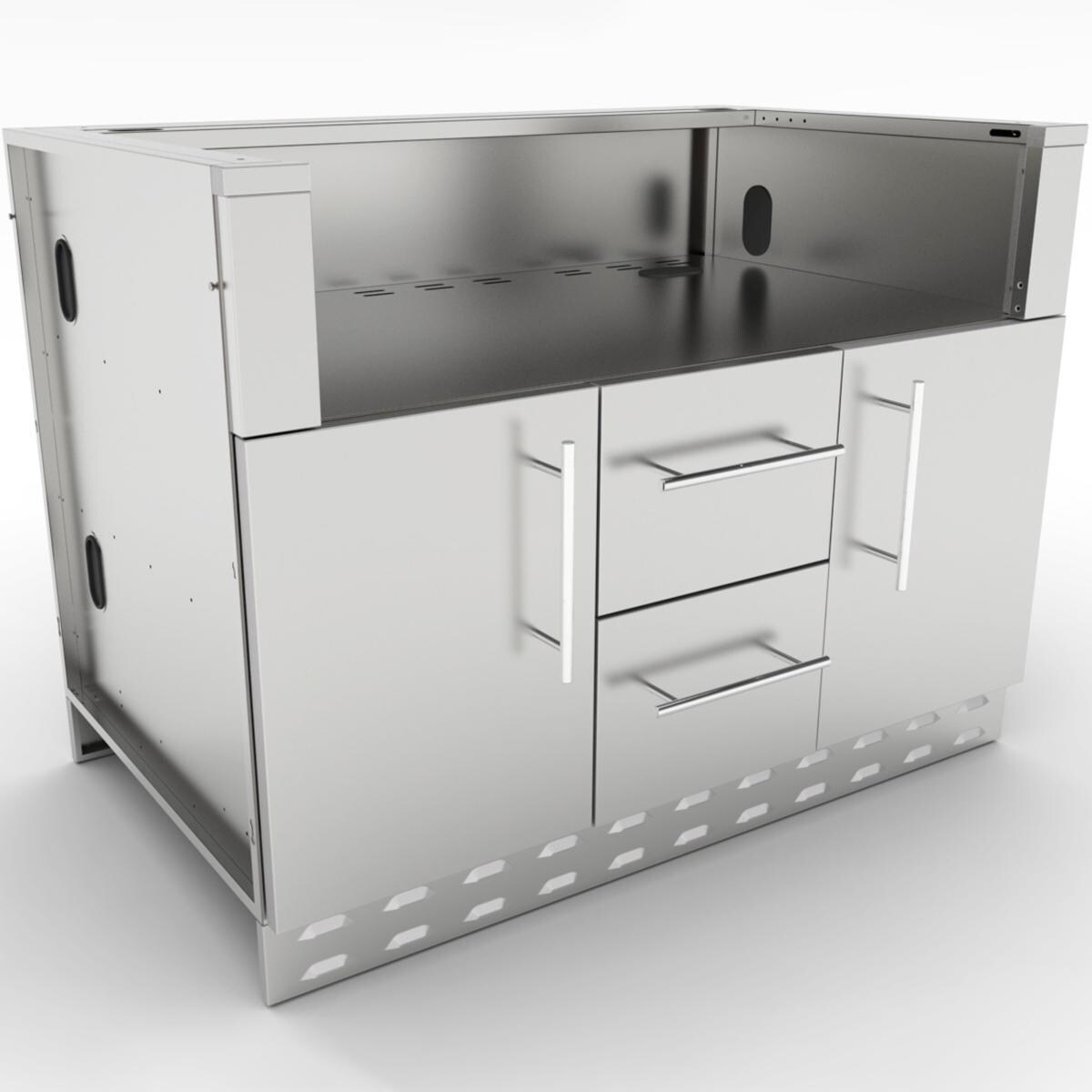 Sunstone SAC46GLPCD 46-in Outdoor Kitchen Gas Grill Cabinet - Shown With Gas Grill & Countertop (Not Included) - White Background
