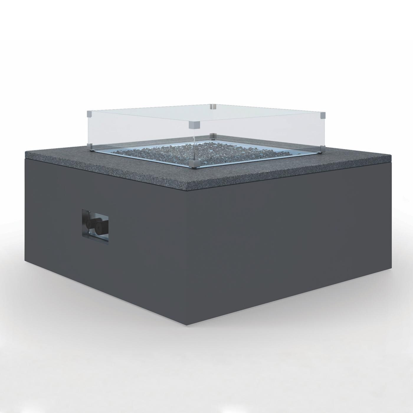 Sunset West - 6805-FT4242-G2828 - Black Granite 42-Inch Square Aluminum Propane Gas Fire Table W/ Absolute Granite Top & Glass Surround thumbnail