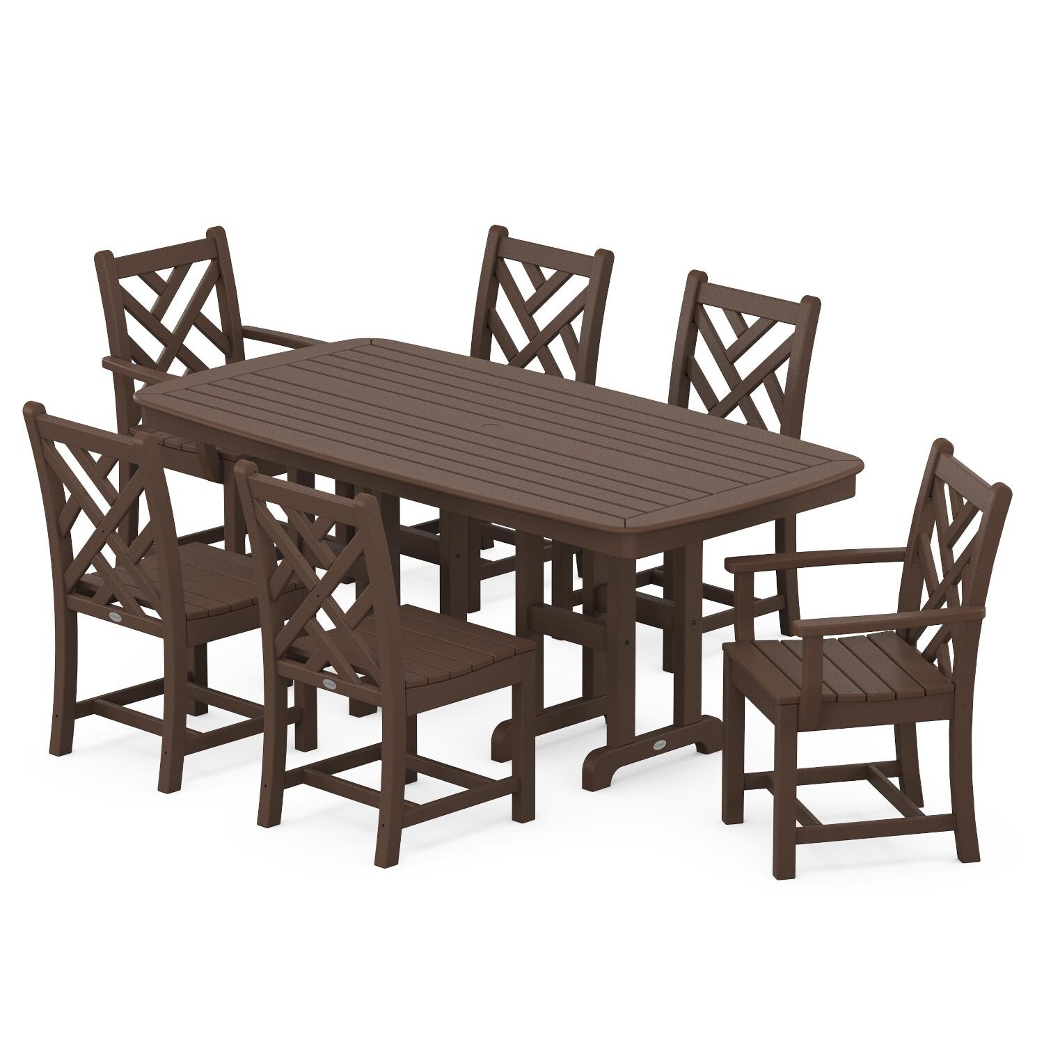 POLYWOOD 7-Piece Mahogany Chippendale Patio Dining Set thumbnail