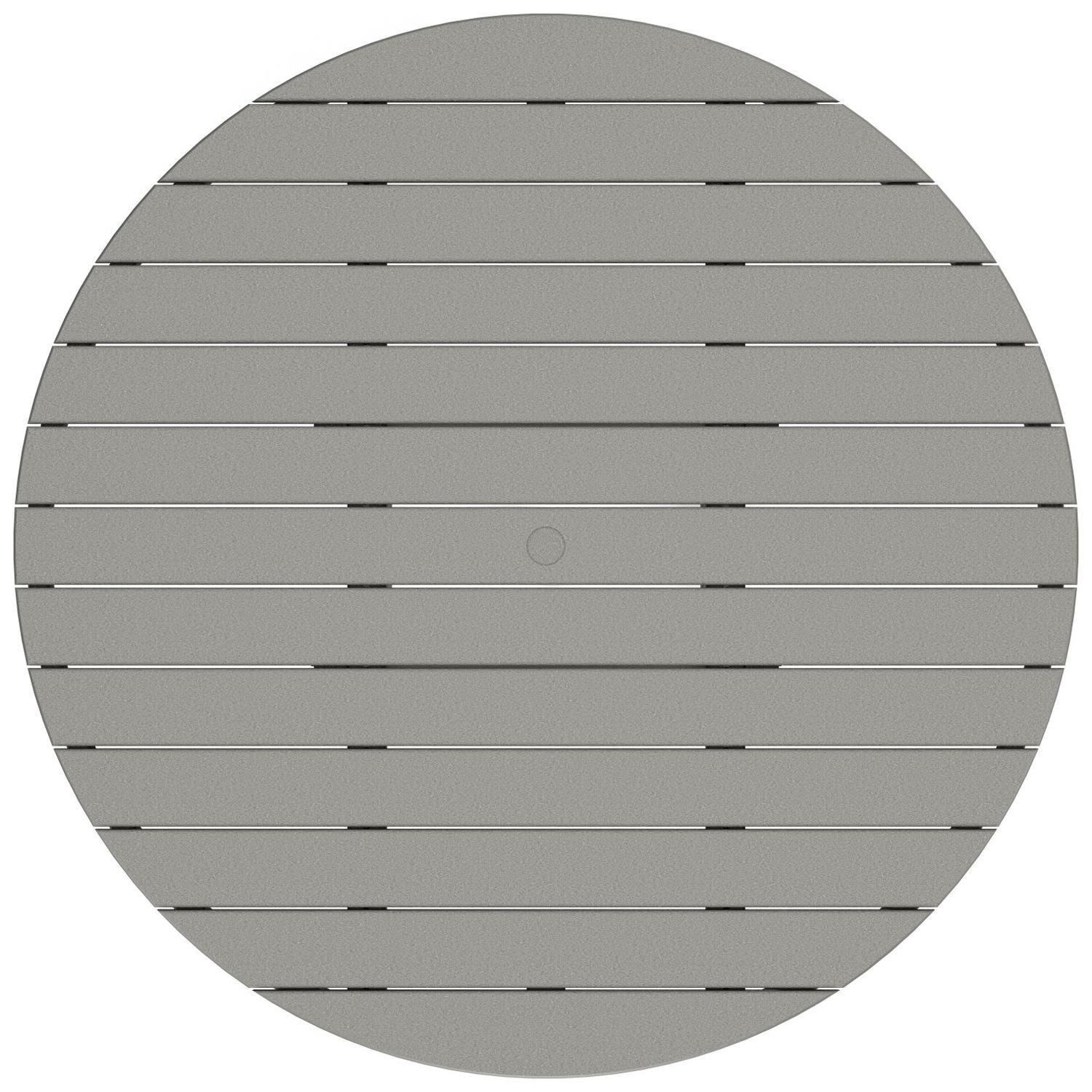 POLYWOOD 48-Inch Round Bar Table - Teak - Tabletop Detail (Slate Grey Finish Shown)