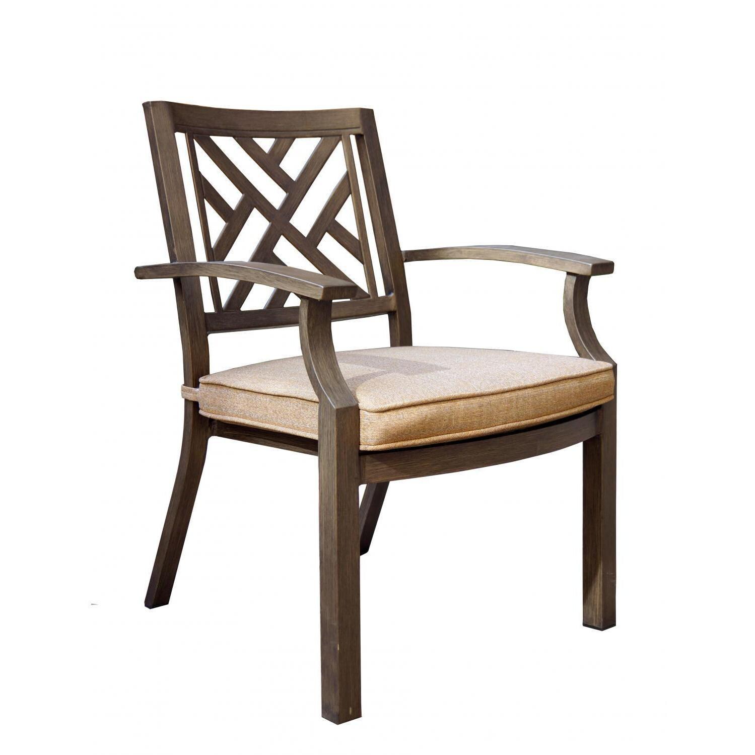 Darlee B/27-9PC-27RLD Brooklyn 9 Piece Aluminum Patio Dining Set W/ 86 X 44 Rectangular Table & Sesame Cushions - Dining Arm Chair thumbnail