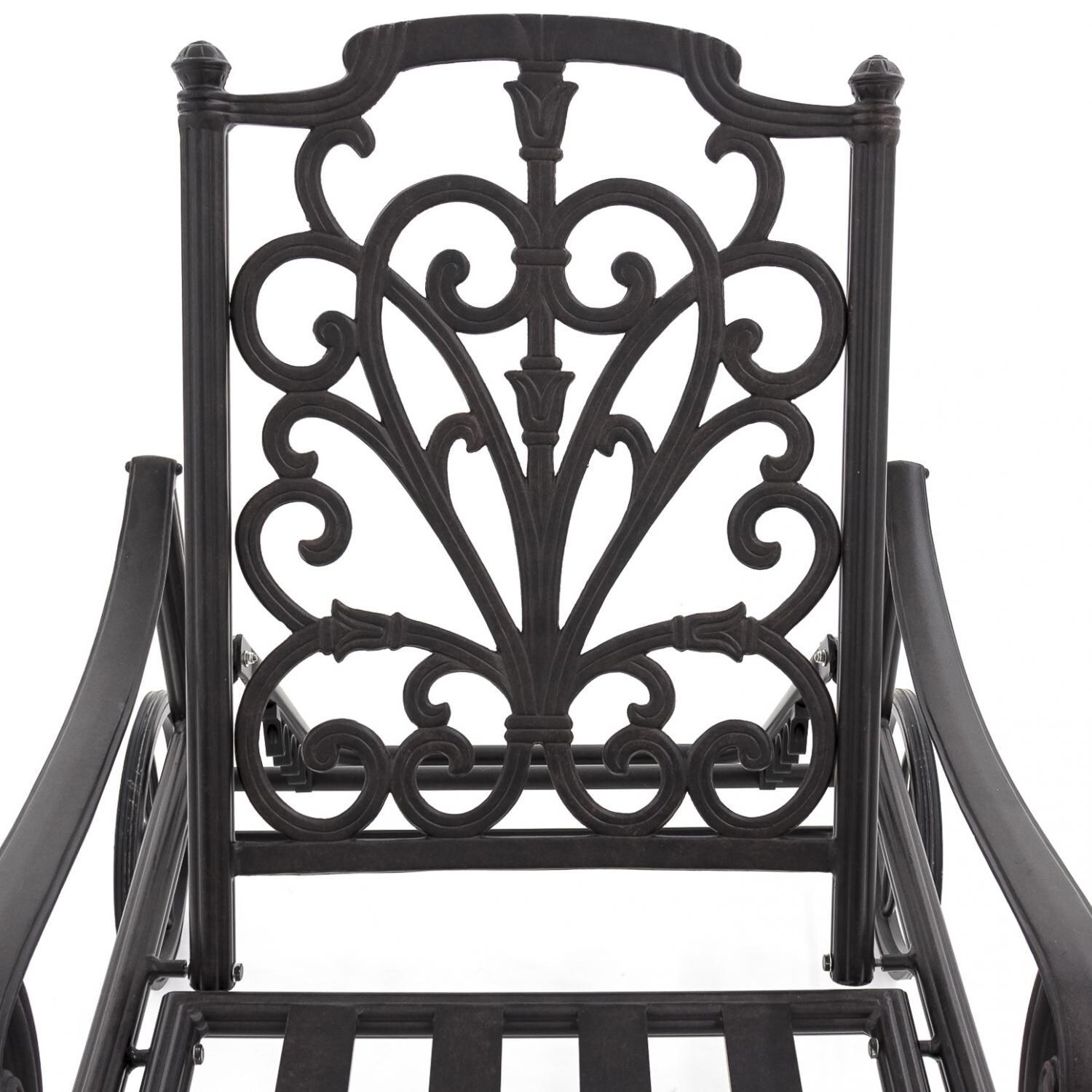 Evangeline Cast Aluminum Patio Chaise Lounge - Back Detail thumbnail