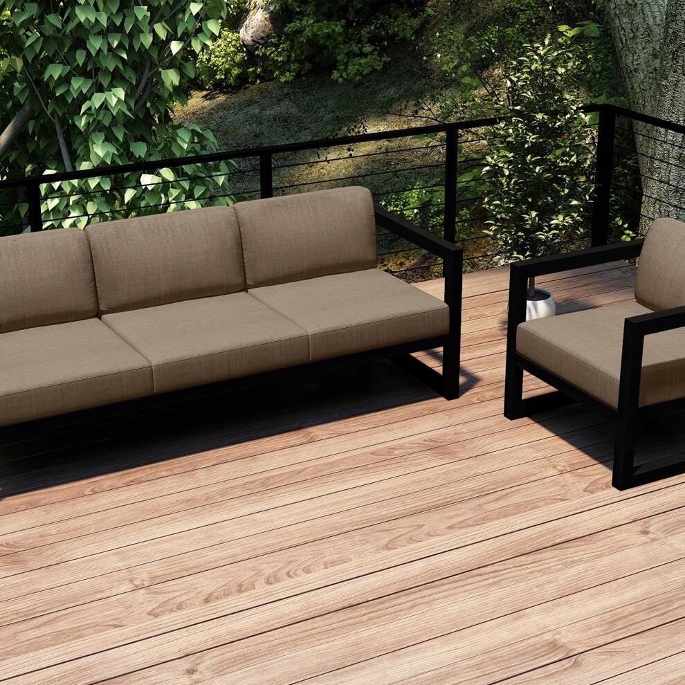 Misty Cove 2 Pc Aluminum Seating Set in Black/Heather Beige by Lakeview Outdoor Designs