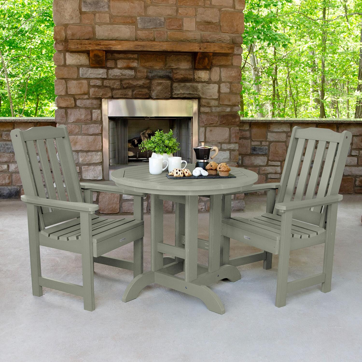Hart Lane 3 Pc Recycled Plastic Round Dining Set in Eucalyptus By Lakeview Outdoor Designs - Lifestyle thumbnail