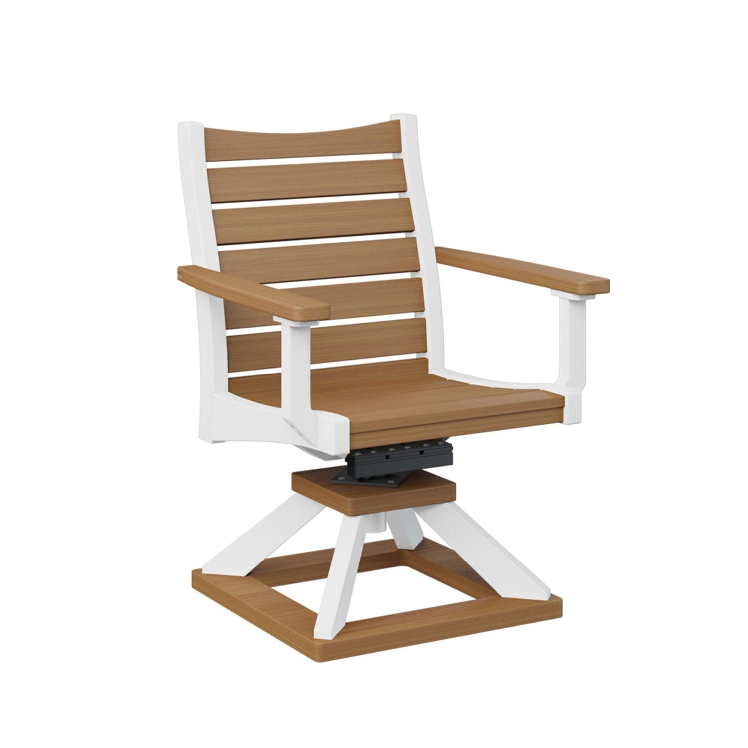 Bristol Recycled Plastic Swivel Rocker Dining Chair in Teak/White by Berlin Gardens