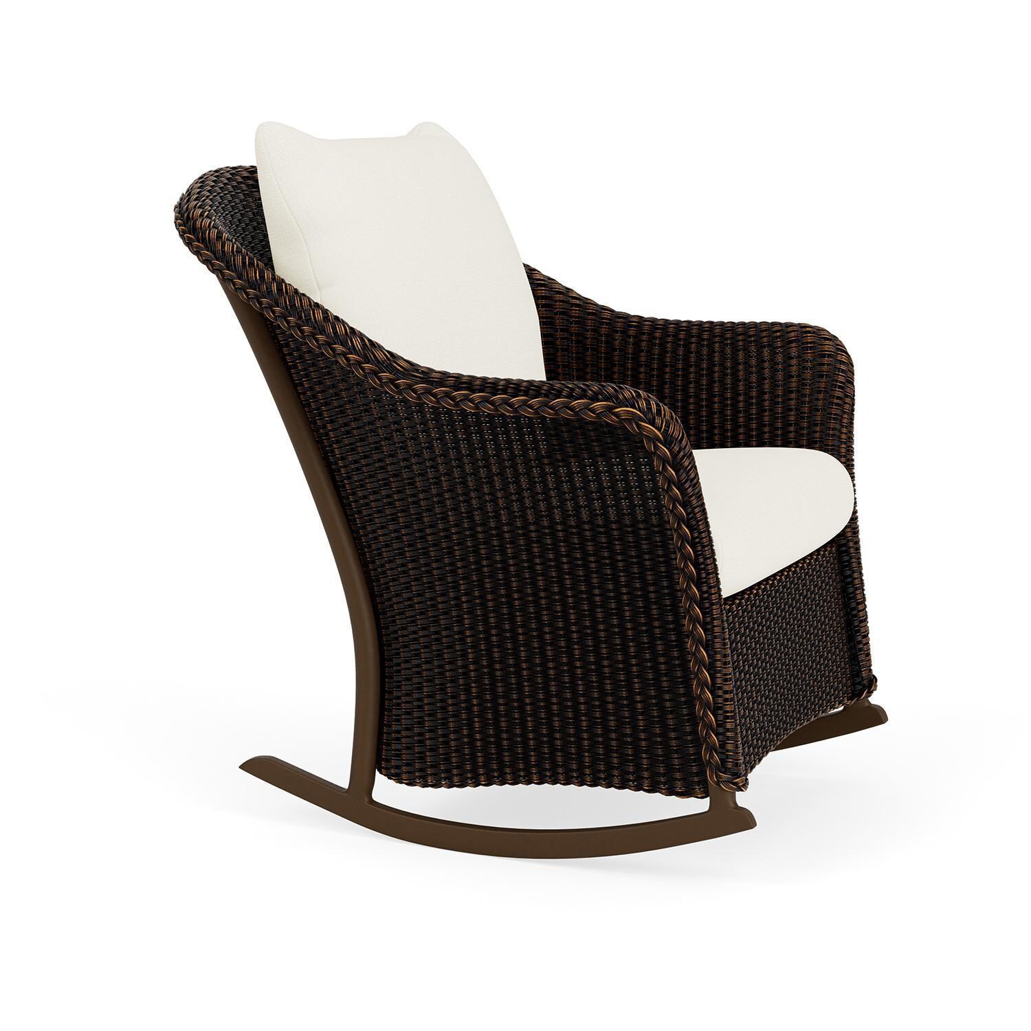 Lloyd Flanders Weekend Retreat Lounge Rocker in Mink Finish W/ Sailcloth Salt Fabric - Angled - White Background thumbnail