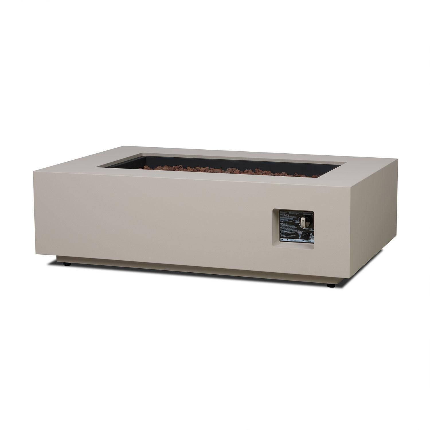Elysian 50-in Rectangular Steel Propane Fire Pit Table in Light Sand by Lakeview Outdoor Designs - Control System - White Background thumbnail