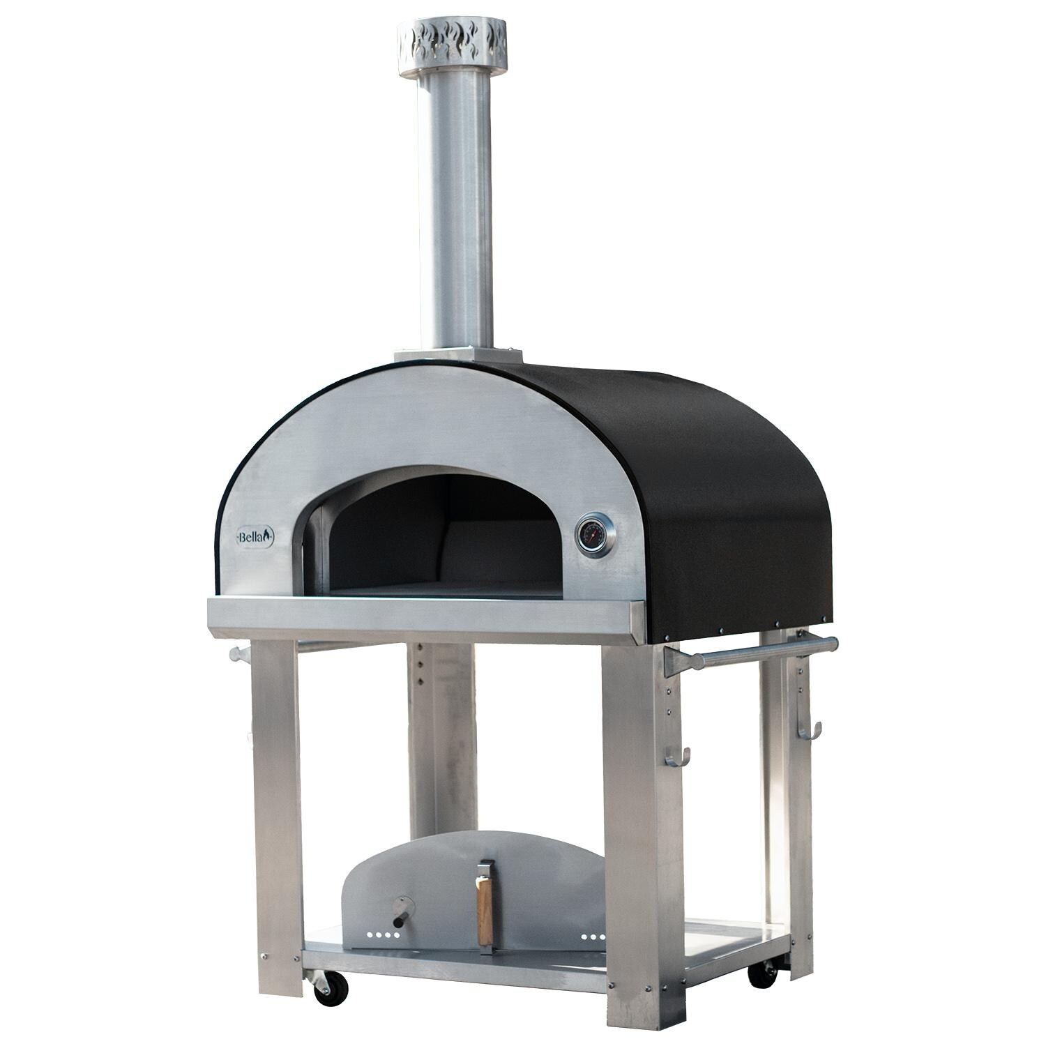 Bella Grande 36-Inch Outdoor Wood Fired Pizza Oven On Cart - Black - Oven Interior thumbnail
