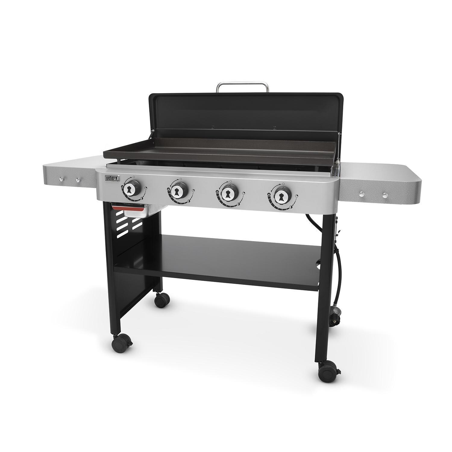 Weber 44310401 36-Inch Propane Griddle W/ Cover Bundle - Angeled Left - Hood Open thumbnail