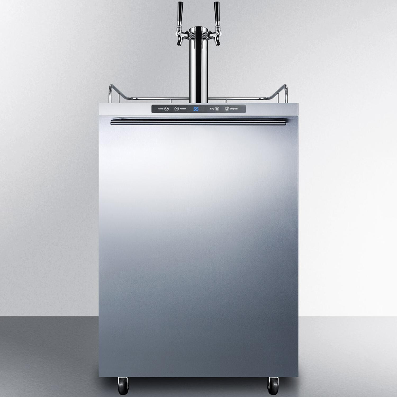 Summit Commercial SBC635MOS7HHTWIN 24-Inch 5.6 Cu. Ft. Outdoor Rated Double Tap Beer Dispenser / Kegerator - Horizontal Handle - Front thumbnail