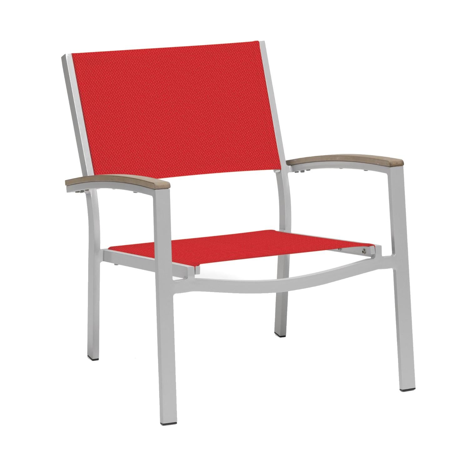 Travira Aluminum Patio Club Chair W/ Tekwood Vintage Arm Caps By Oxford Garden - Red Sling thumbnail