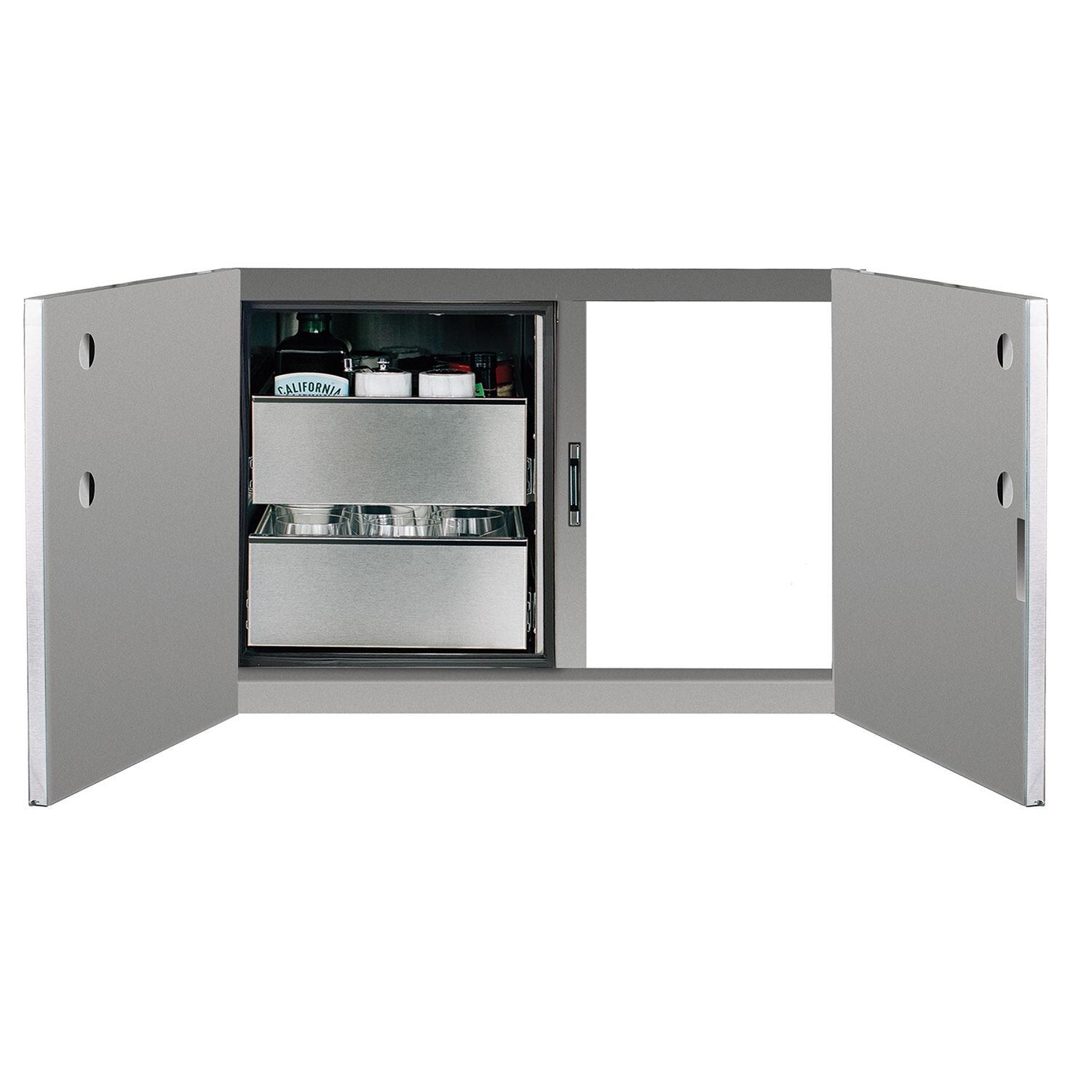 Summerset DP-36AC 36 Inch 2 Drawer Dry Storage Pantry & Access Door Combo - Open - White Background thumbnail