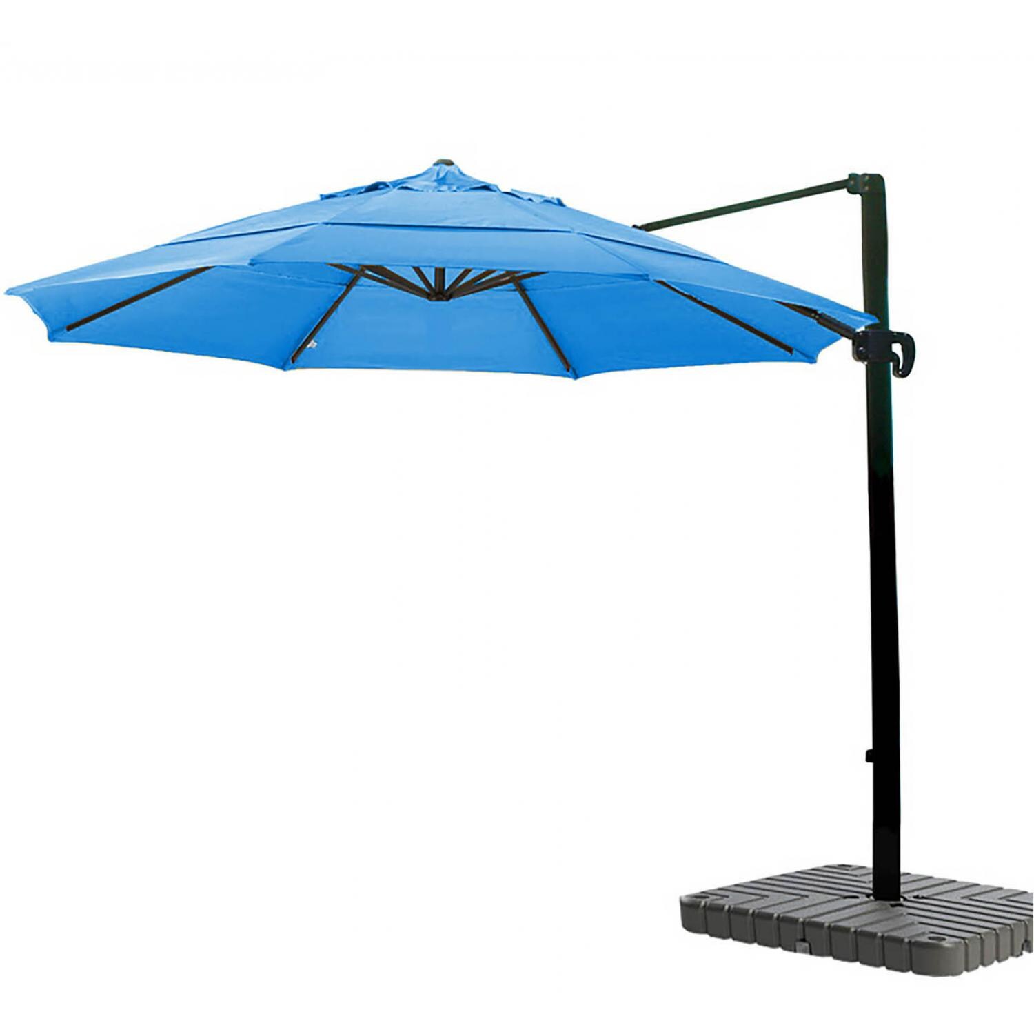 California Umbrella 11 Ft. Octagonal Aluminum Multi-Position Tilt Cantilever Patio Umbrella W/ Crank Lift & Aluminum Ribs - Bronze Frame / Sunbrella Canvas Pacific Blue Canopy image