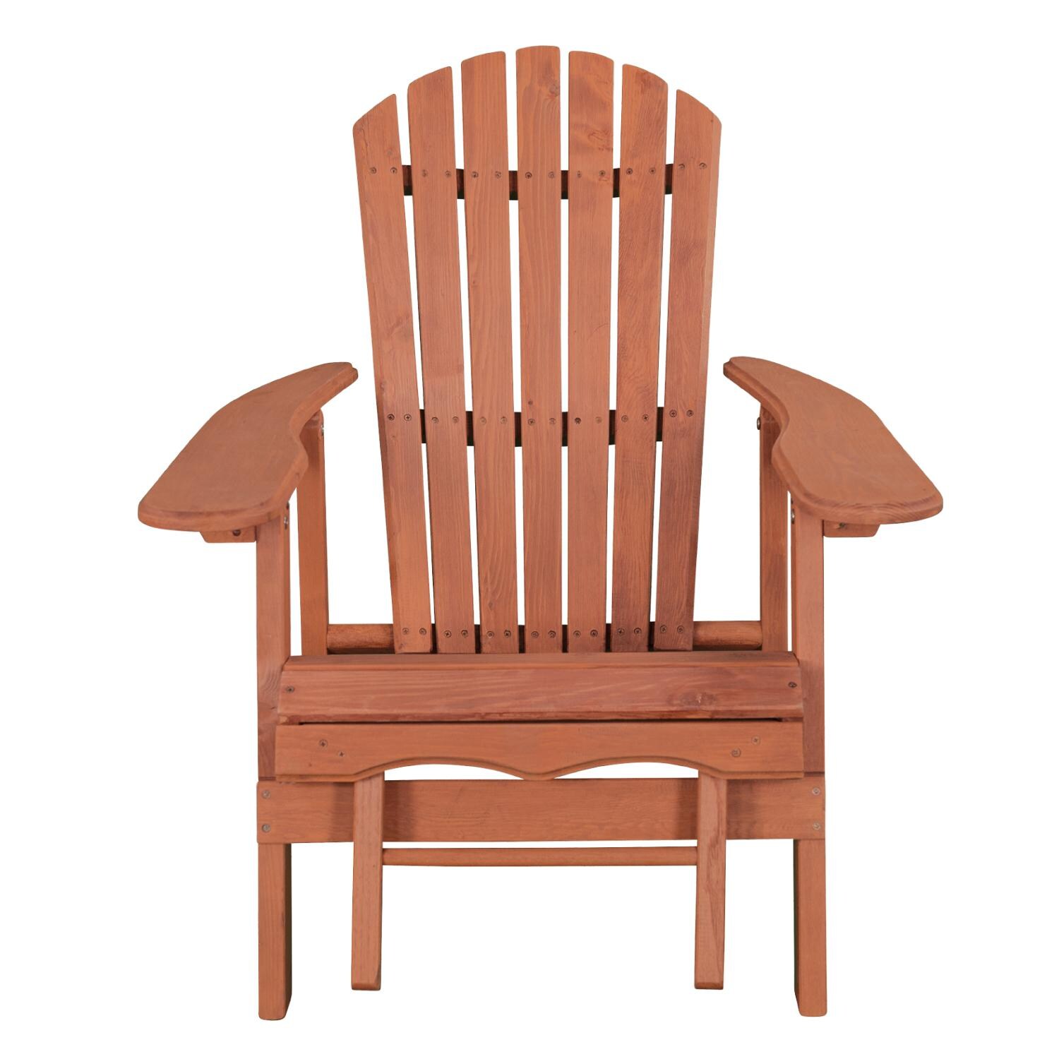 Leisure Season Wood Reclining Patio Adirondack Chair - Front View thumbnail