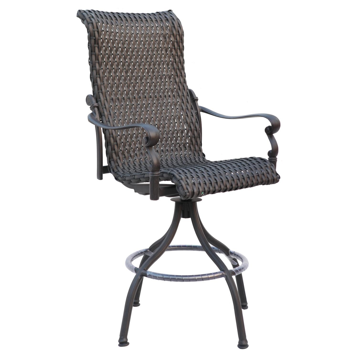 Darlee 501210-5PC-60F Victoria 5 Piece Resin Wicker Patio Bar Set W/ 42 Inch Round Table - Bar Stool thumbnail