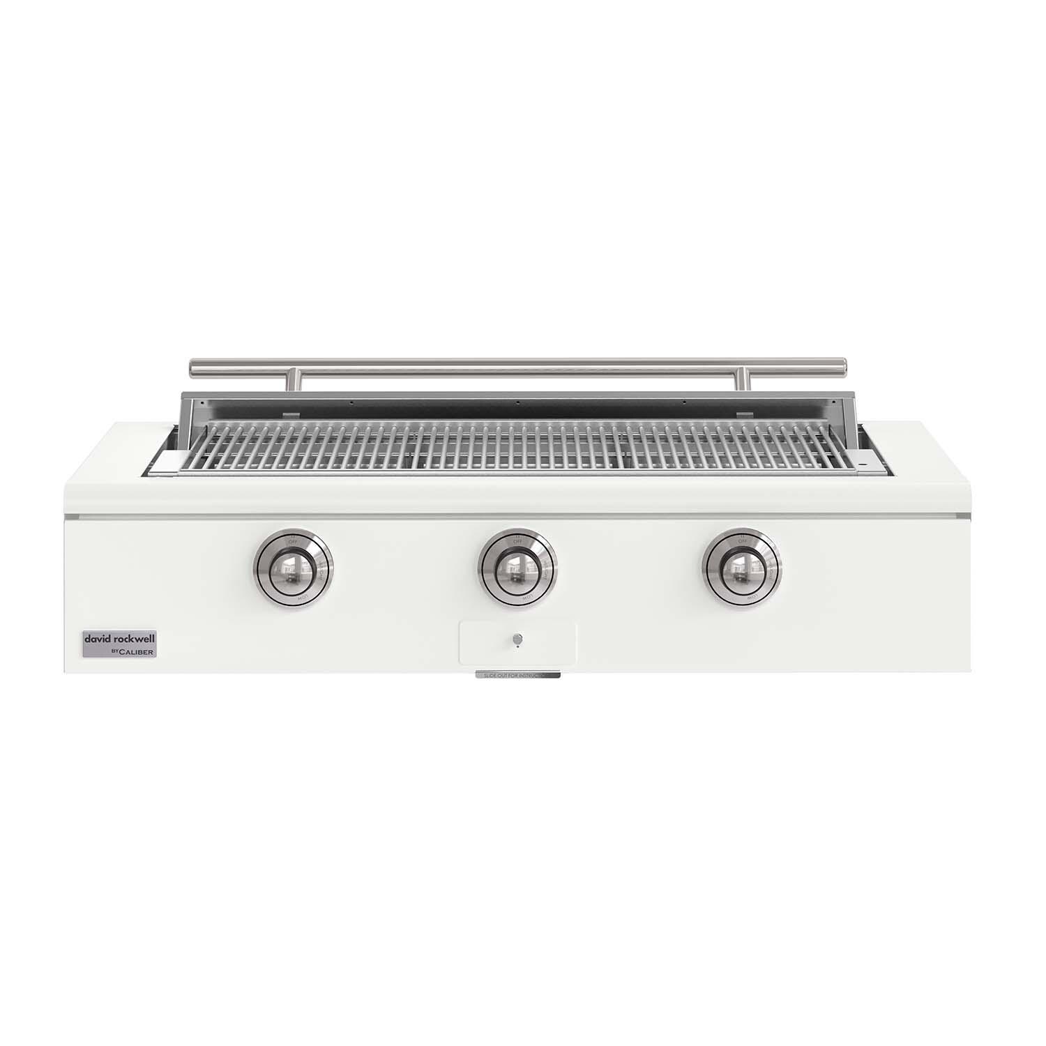 Caliber CRG-48BL00-A-030-H02 48-in Propane Built-In Rockwell Grill - Matte White w/ Chrome Hardware - White Background thumbnail