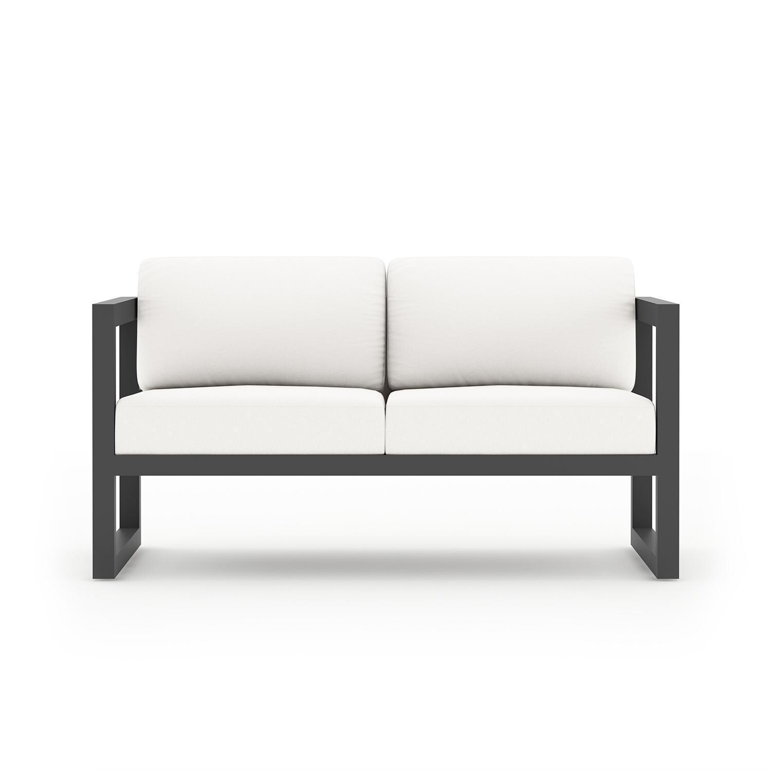 Misty Cove 5 Piece Seating Set in Slate w/Portal Coffee Table & Canvas Natural Cushions by Lakeview - Loveseat - White Background thumbnail