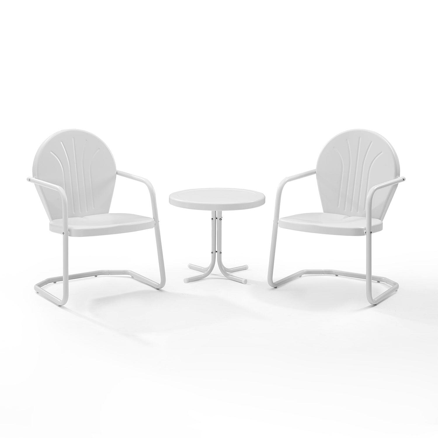 Ultimate Patio UP-32237WH 3Pc Retro Outdoor Chair Set White Gloss - Display - White Background thumbnail
