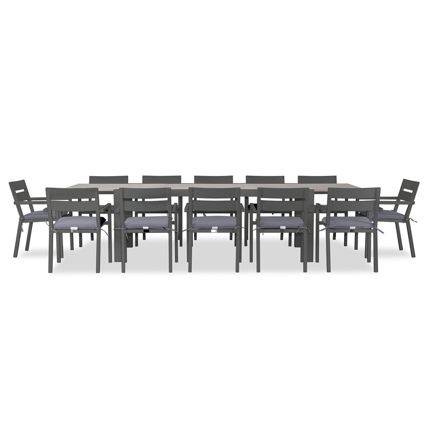Calm Bay 13 Pc Extendable Dining Set in Slate/Canvas Charcoal by Lakeview - White Background 3 thumbnail