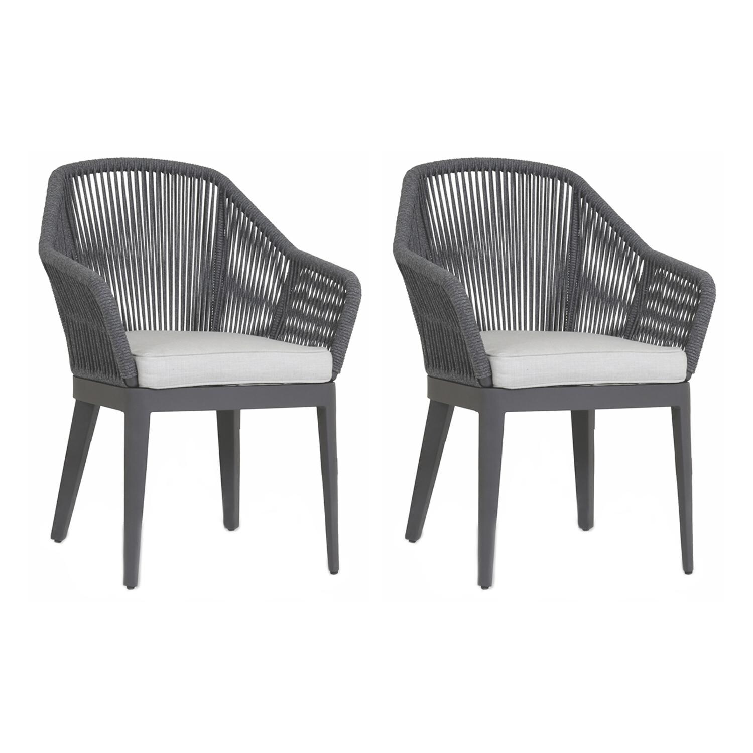 Sunset West - 4101-1-57005 (2) - Milano 2 Piece Olefin Rope & Aluminum Patio Dining Chair Set W/ Sunbrella Echo Ash Cushions thumbnail