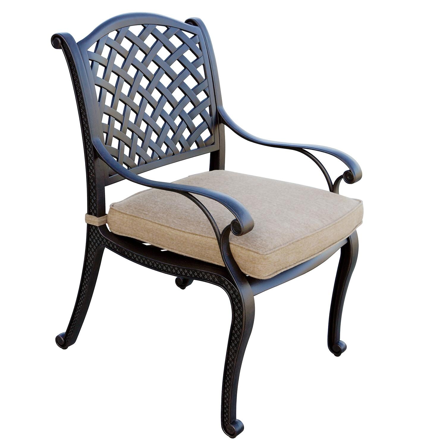 Darlee Nassau 3 Pc Conversation Set w/ Rocker and Ice Bucket - Dining Chair w/ Cushion - Angled View - White Background thumbnail