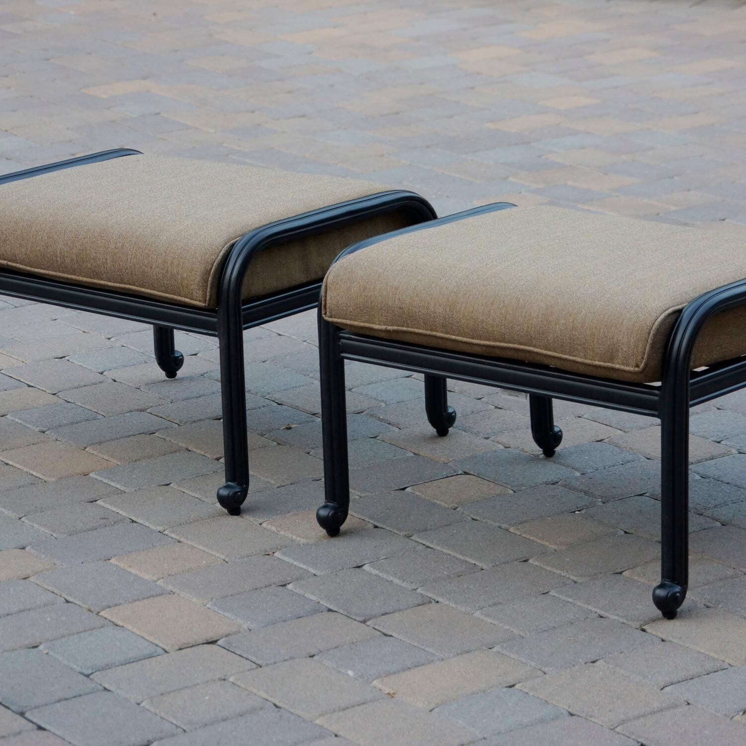 Darlee DL2058-11-2 Santa Monica 2 Piece Cast Aluminum Patio Ottoman Set W/ Sesame Cushions  thumbnail