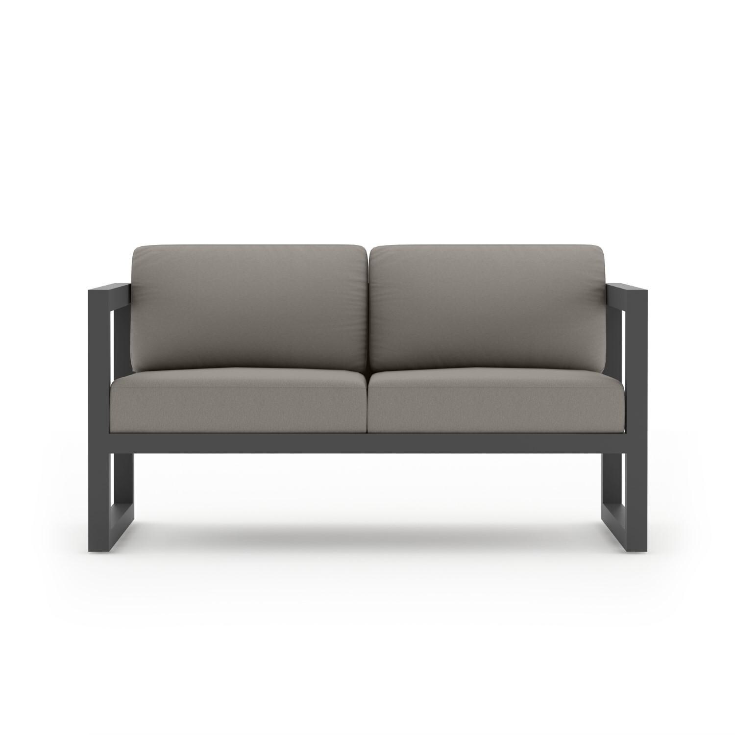 Misty Cove 4 Pc Aluminum Loveseat Set in Slate W/ Canvas Charcoal Cushions By Lakeview - Loveseat - White Background thumbnail